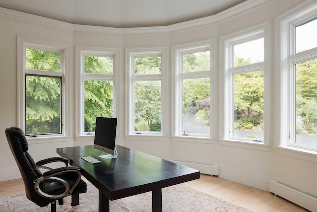 sunroom / solarium featuring a healthy amount of sunlight and baseboard heating