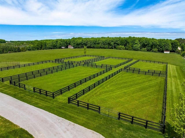 drone / aerial view with a rural view