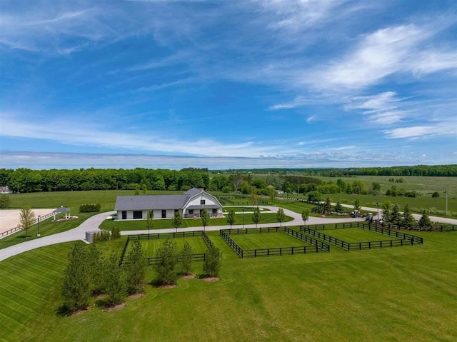 aerial view featuring a rural view