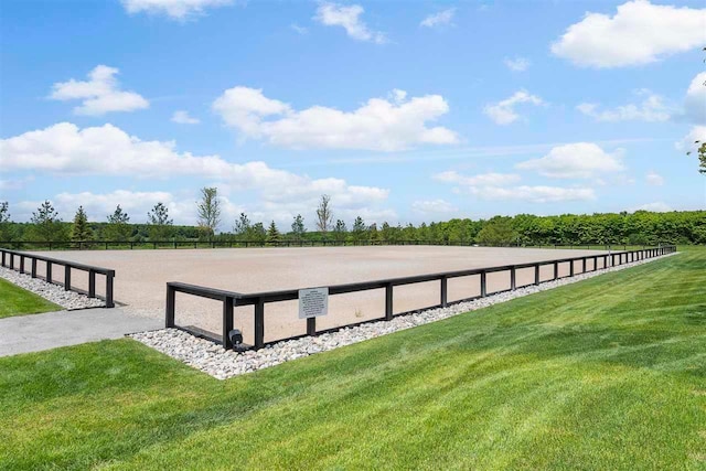 dock area featuring a lawn