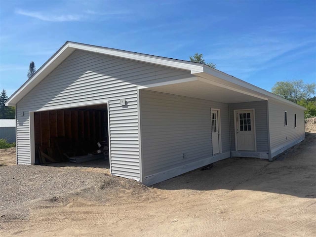 exterior space with a garage