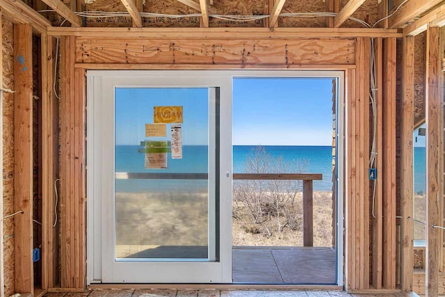 entryway featuring a water view