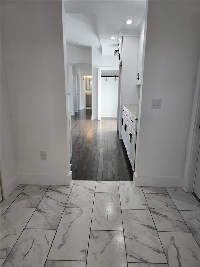 corridor featuring light wood-type flooring