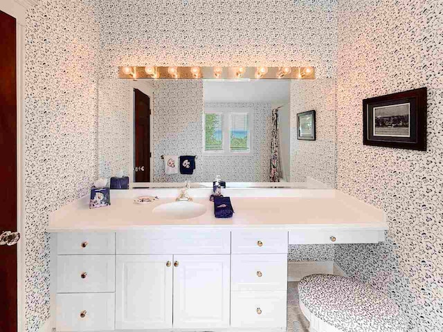 bathroom with oversized vanity