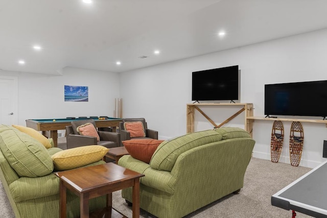 401 Antrim St, Charlevoix, MI 49720 - carpeted living room with pool table and recessed lighting
