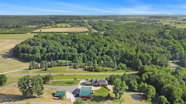 bird's eye view with a rural view