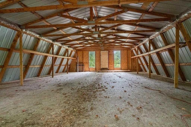 misc room featuring lofted ceiling