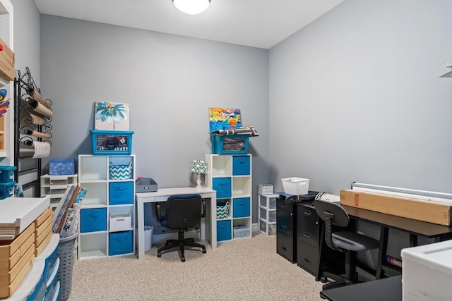 home office with carpet floors