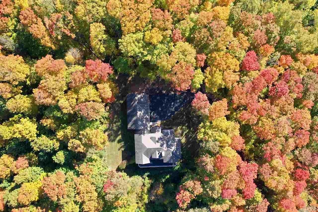 aerial view with a forest view