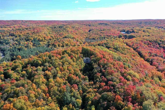 bird's eye view featuring a view of trees