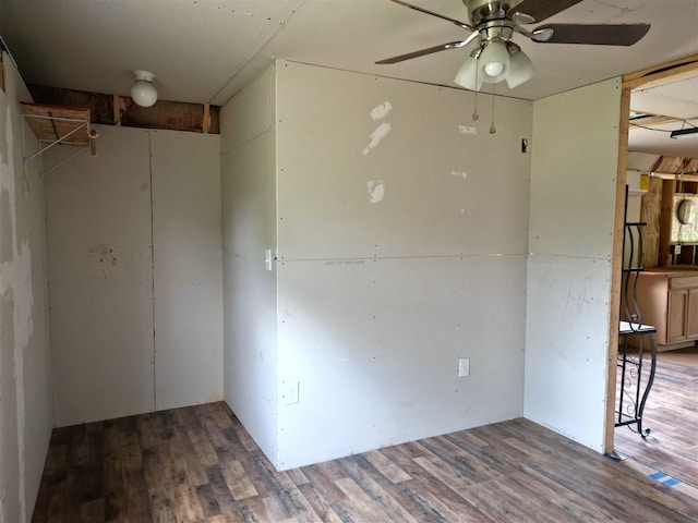 unfurnished room featuring hardwood / wood-style floors and ceiling fan