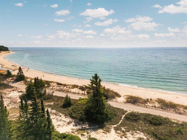 view of water feature with a view of the beach