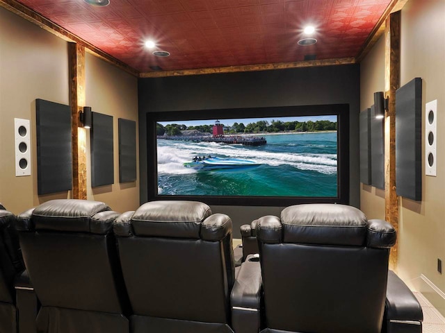 11305 Evergreen Ln, Charlevoix, MI 49720 - home theater with an ornate ceiling, recessed lighting, and baseboards
