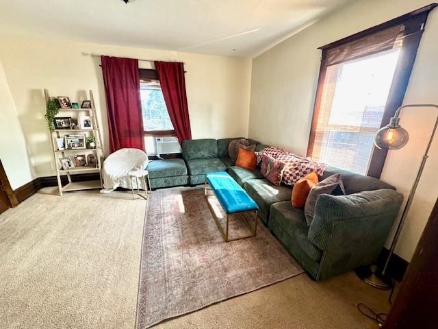 living room with carpet floors