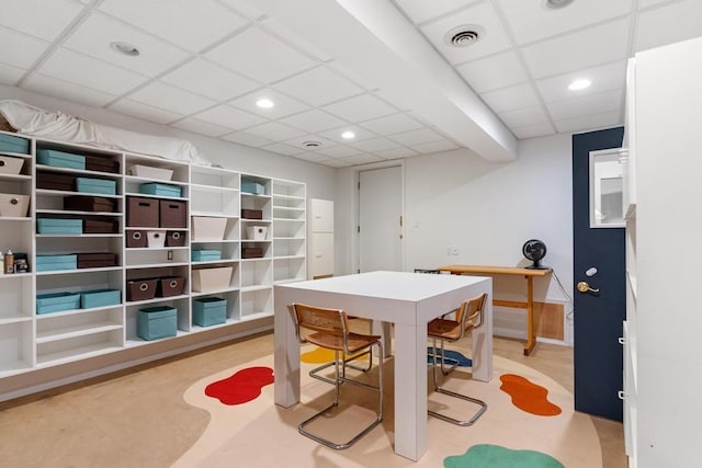 645 Woodhill Ct, Harbor Springs, MI 49740 - recreation room featuring a drop ceiling, recessed lighting, and visible vents