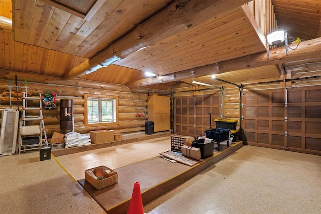 garage with wood ceiling