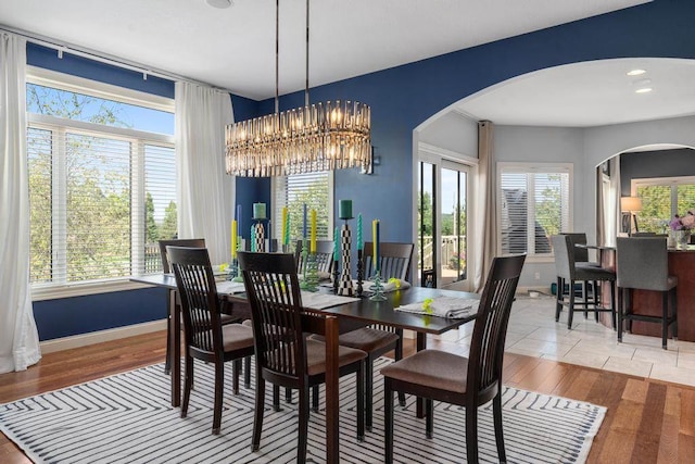 dining room with light hardwood / wood-style flooring