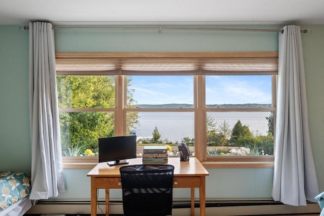 office area featuring a baseboard radiator