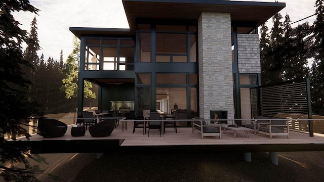 3087 Forrest Ave, Harbor Springs, MI 49740 - rear view of house featuring an outdoor hangout area and a deck