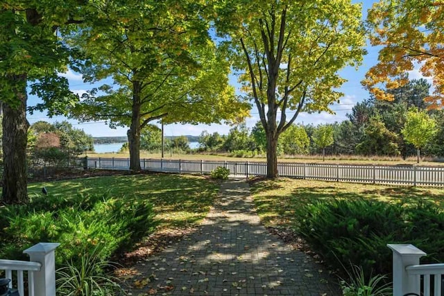 exterior space featuring a water view