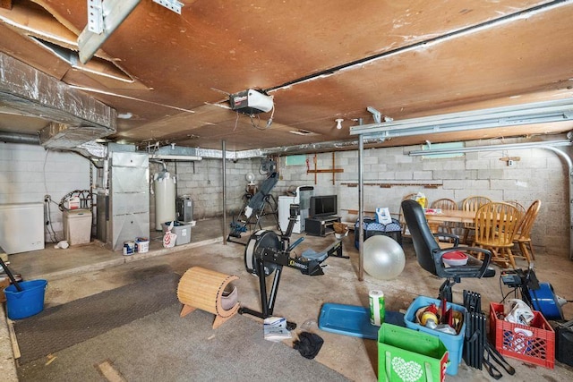 garage with a garage door opener