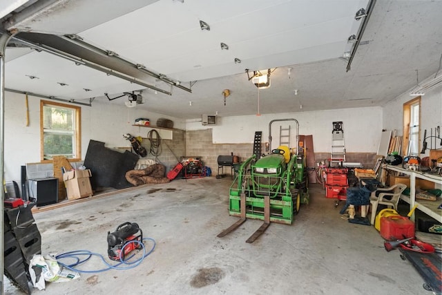 garage with a garage door opener