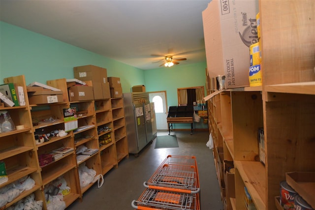 storage area with ceiling fan