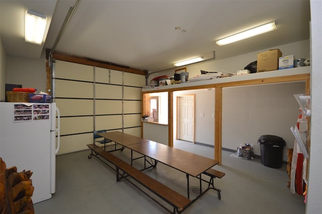 garage featuring white refrigerator