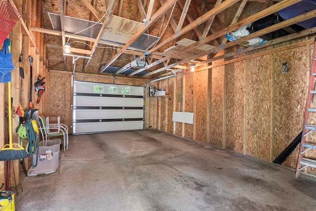 garage with a garage door opener