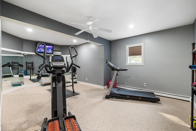 290 Mitchell Hills Dr, Petoskey, MI 49770 - exercise room with ceiling fan, recessed lighting, baseboards, and carpet