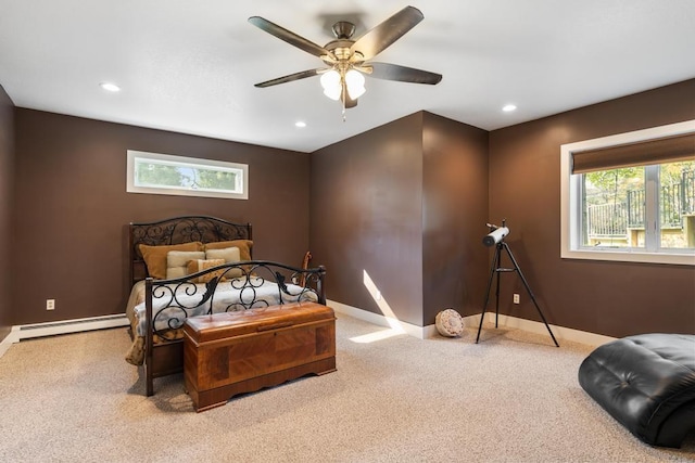 290 Mitchell Hills Dr, Petoskey, MI 49770 - bedroom with baseboard heating, carpet floors, recessed lighting, and baseboards
