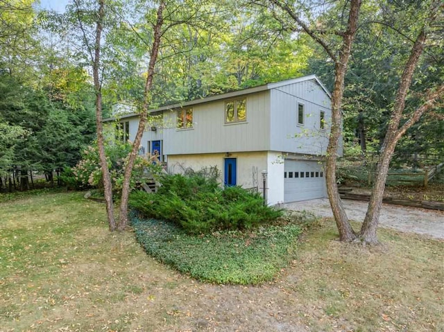 exterior space featuring a garage