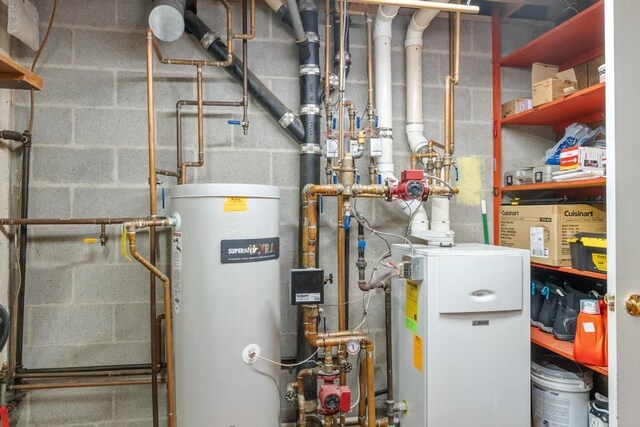 utility room with gas water heater