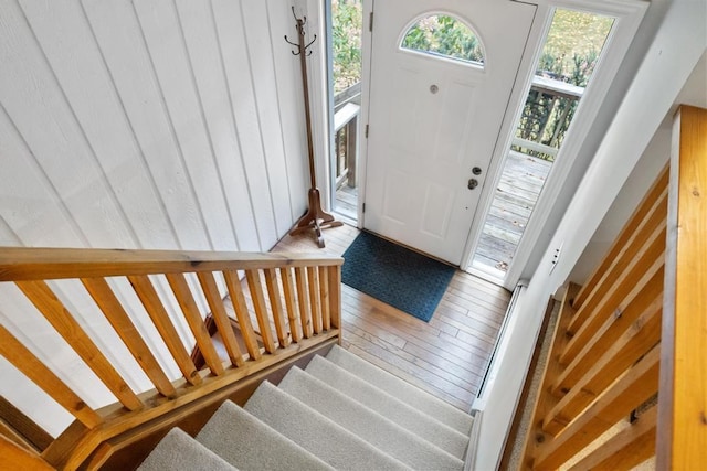 foyer entrance featuring hardwood / wood-style floors