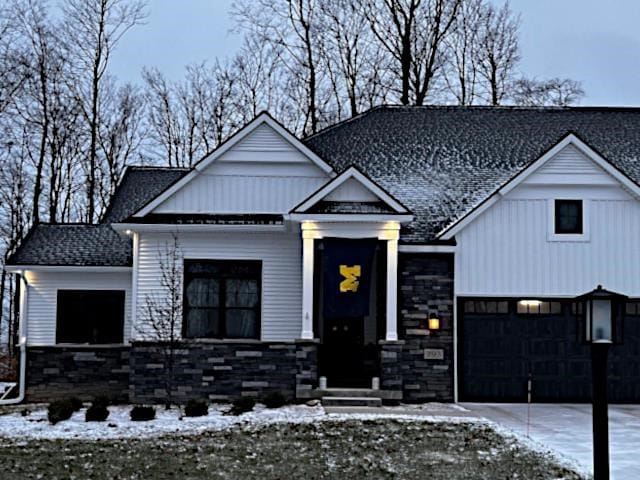 view of front of home with a garage