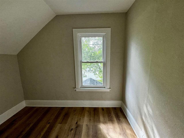 bonus room featuring lofted ceiling and dark hardwood / wood-style floors