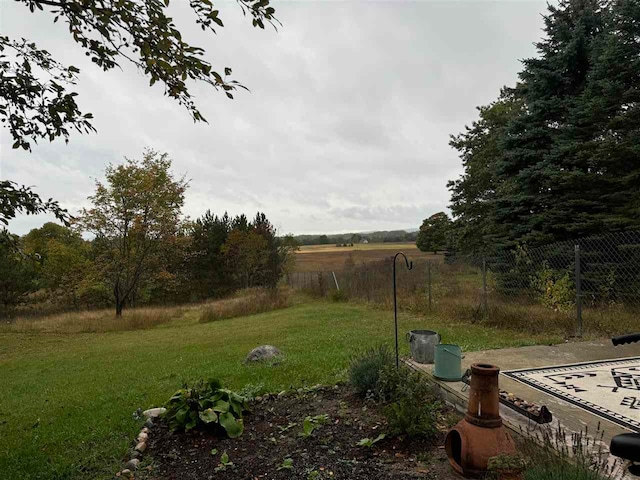 view of yard with a rural view