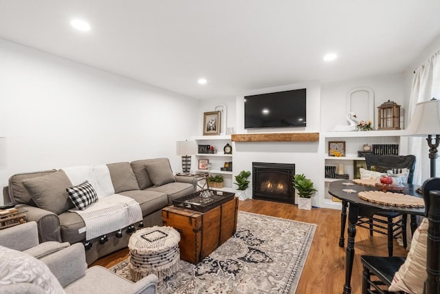 living room with light wood-type flooring