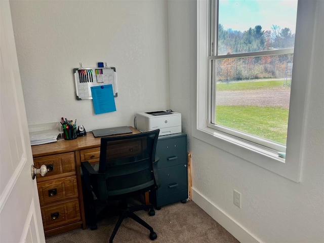 view of carpeted office space