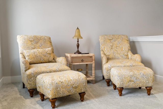 sitting room with carpet floors