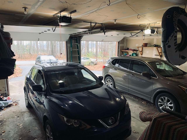 garage with a garage door opener