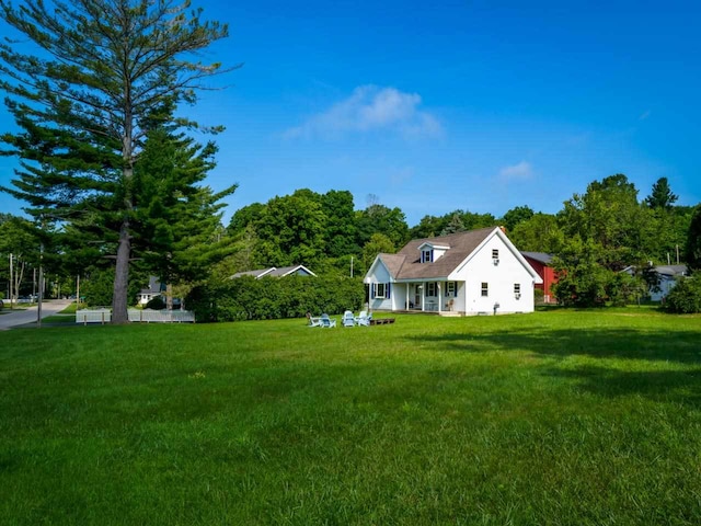 view of yard with a porch