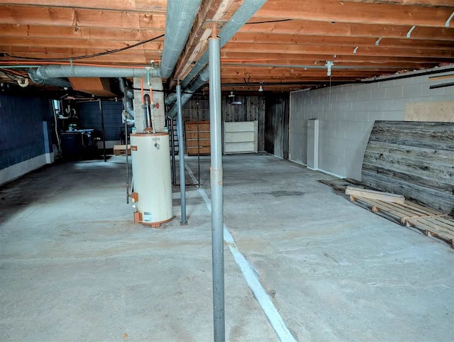 basement with gas water heater