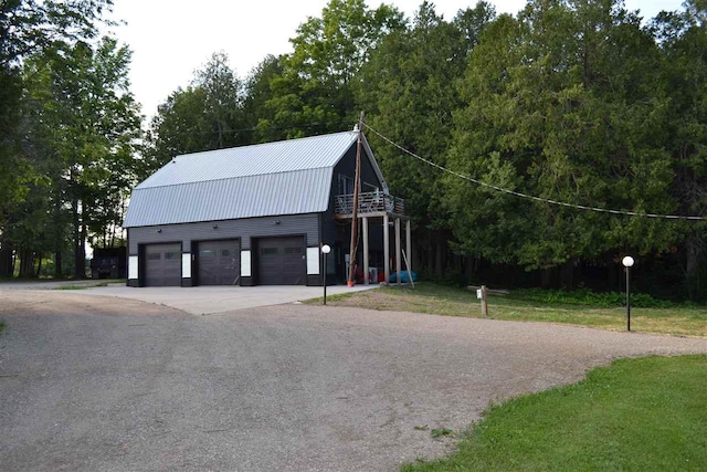 garage with a yard