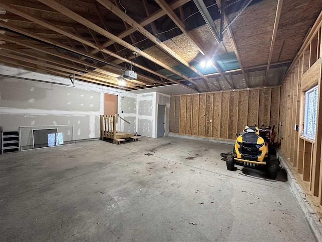 garage with a garage door opener