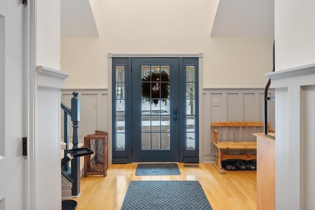 foyer entrance featuring light wood-type flooring