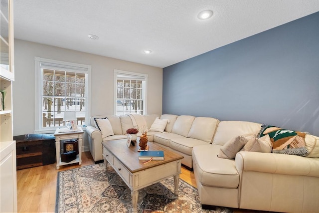 living room featuring light wood-type flooring