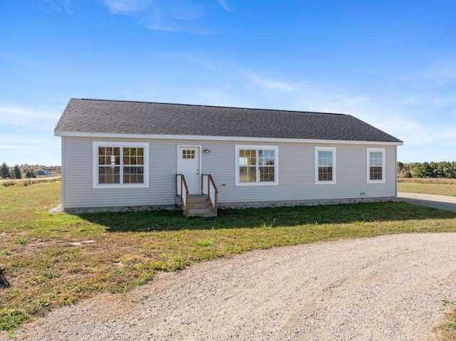 view of front of home with a front yard