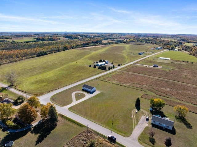 birds eye view of property with a rural view