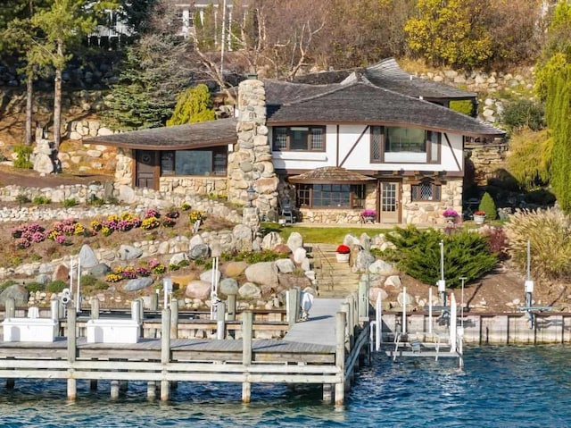 view of dock featuring a water view